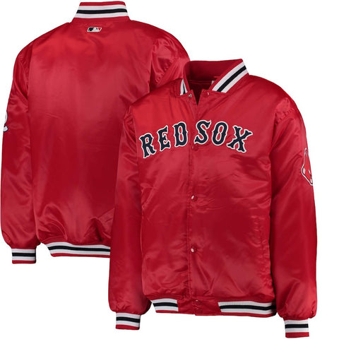 Boston Red Sox Majestic Big & Tall Satin Full-Snap Front Jacket - Red/White