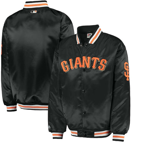 San Francisco Giants Majestic Big & Tall Satin Full-Snap Front Jacket - Black