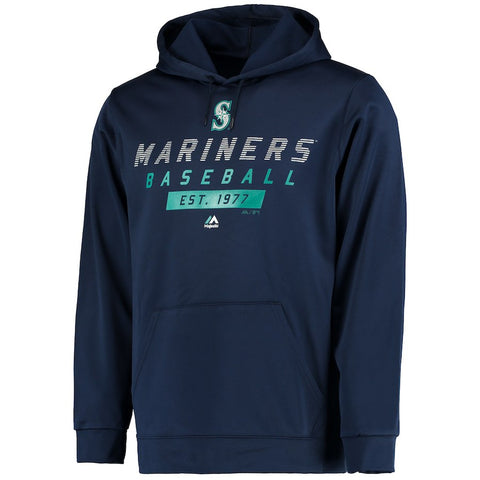 Seattle Mariners Majestic Know Tomorrow Poly Synthetic Pullover Hoodie - Navy