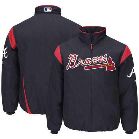 Atlanta Braves Majestic On-Field Therma Base Thermal Full-Zip Jacket - Navy
