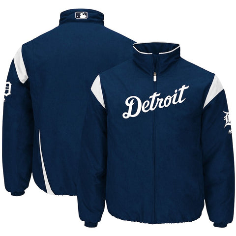 Detroit Tigers Majestic On-Field Therma Base Thermal Full-Zip Jacket - Navy