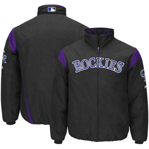 Colorado Rockies Majestic On-Field Therma Base Thermal Full-Zip Jacket - Black