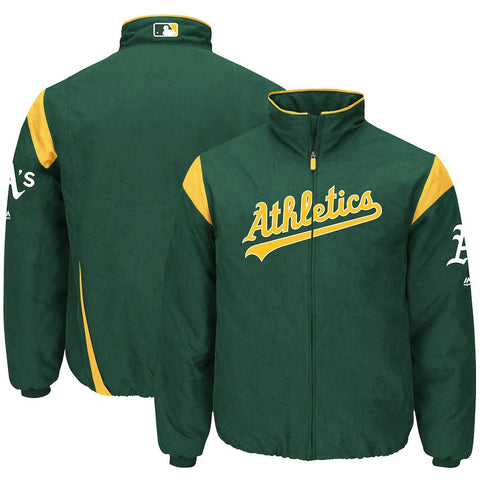 Oakland Athletics Majestic On-Field Therma Base Thermal Full-Zip Jacket - Green
