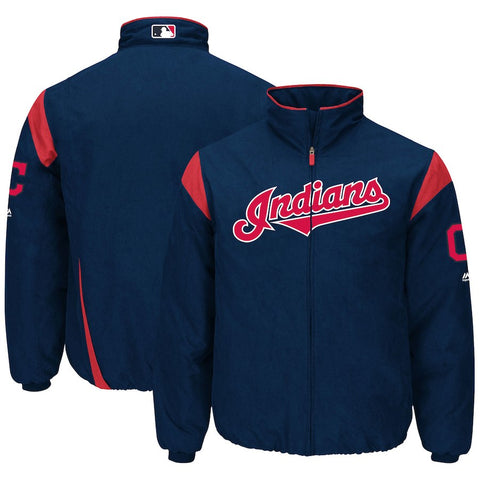 Cleveland Indians Majestic On-Field Therma Base Thermal Full-Zip Jacket - Navy