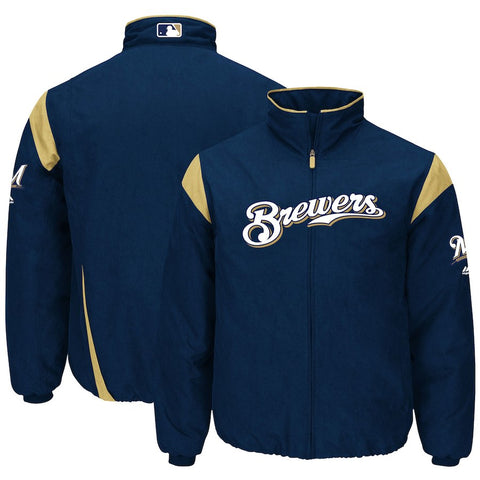 Milwaukee Brewers Majestic On-Field Therma Base Thermal Full-Zip Jacket - Navy
