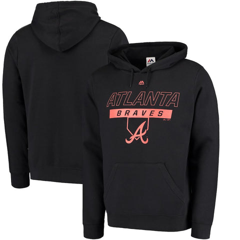 Atlanta Braves Majestic Ready and Able Pop Logo Pullover Hoodie - Black