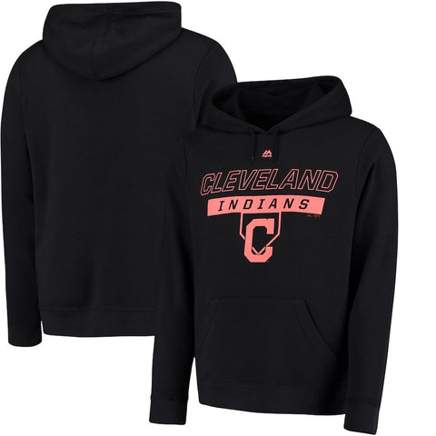 Cleveland Indians Majestic Ready and Able Pop Logo Pullover Hoodie - Black