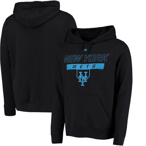 New York Mets Majestic Ready and Able Pop Logo Pullover Hoodie - Black