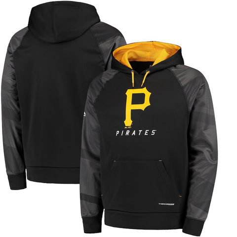 Pittsburgh Pirates Majestic Armor II Tonal Therma Base Pullover Hoodie - Black