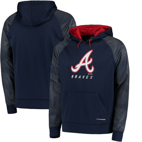 Atlanta Braves Majestic Armor II Tonal Therma Base Pullover Hoodie - Navy