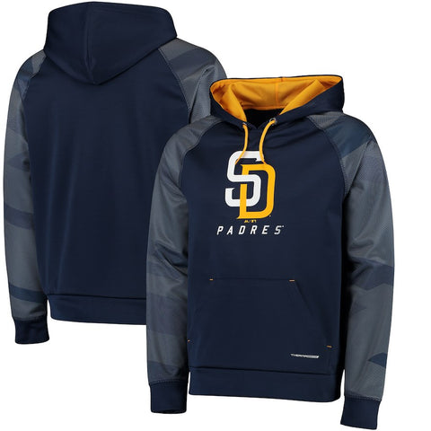 San Diego Padres Majestic Armor II Tonal Therma Base Pullover Hoodie - Navy