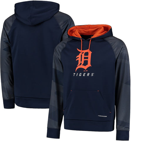 Detroit Tigers Majestic Armor II Tonal Therma Base Pullover Hoodie - Navy