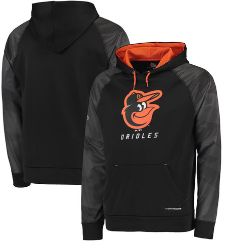 Baltimore Orioles Majestic Armor II Tonal Therma Base Pullover Hoodie - Black