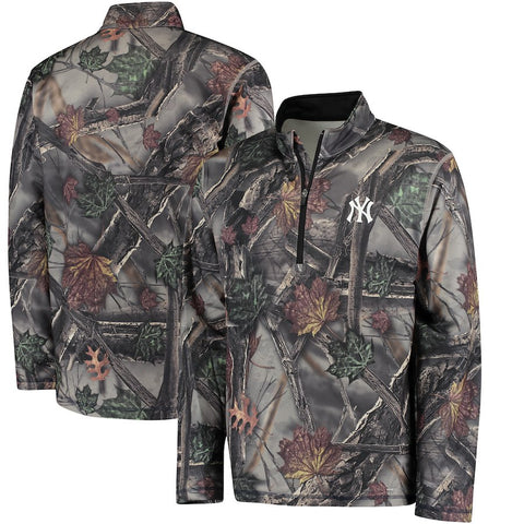 New York Yankees Majestic Sweat and Determination Half-Zip Pullover Jacket -Camo
