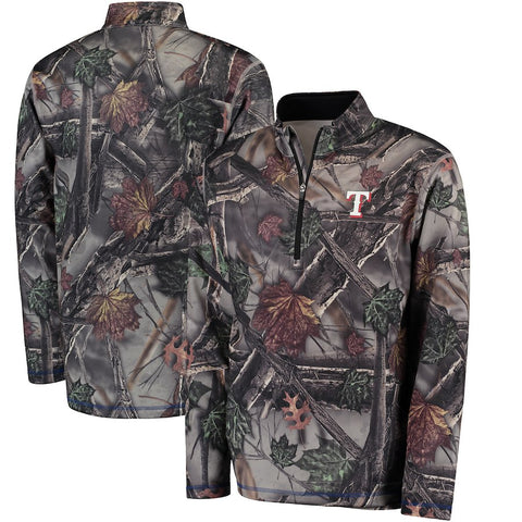 Texas Rangers Majestic Sweat and Determination Half-Zip Pullover Jacket -Camo