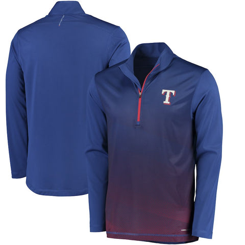 Texas Rangers Majestic Good and Improved Contrast Zephyr Half-Zip Lightweight Pullover Cool Base Jacket - Royal