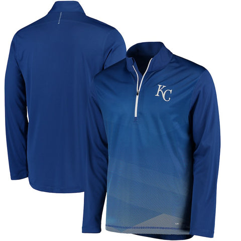 Kansas City Royals Majestic Good and Improved Contrast Zephyr Half-Zip Lightweight Pullover Cool Base Jacket - Heather Royal