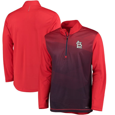 St. Louis Cardinals Majestic Good and Improved Contrast Zephyr Half-Zip Lightweight Pullover Cool Base Jacket - Red