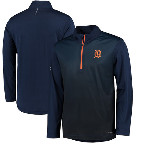 Detroit Tigers Majestic Good and Improved Contrast Zephyr Half-Zip Lightweight Pullover Cool Base Jacket - Navy
