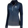 New York Yankees Majestic Women's Believe and Succeed Therma Base Half-Zip Jacket - Navy/Gray