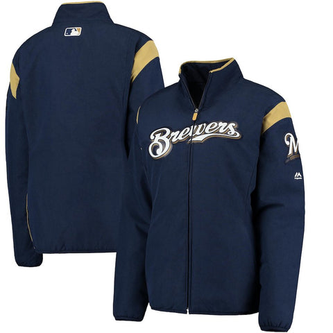 Milwaukee Brewers Majestic Women's On-Field Thermal Jacket - Navy