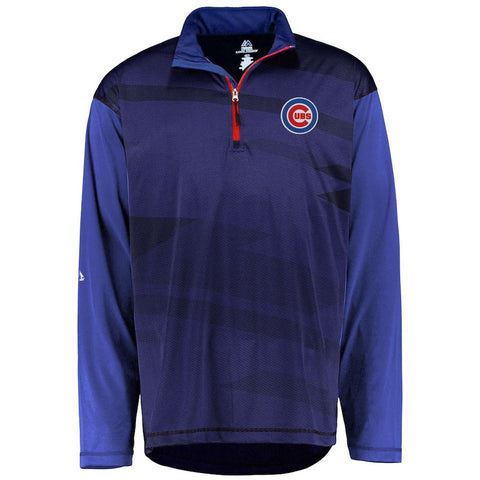 Chicago Cubs Majestic Big & Tall Cool Base Quarter-Zip Sweatshirt - Royal/Red