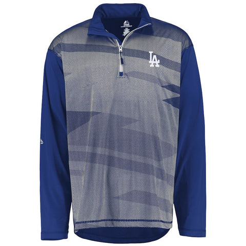 Los Angeles Dodgers Majestic Big & Tall Cool Base Quarter-Zip Sweatshirt - Royal/White