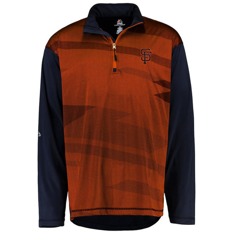 San Francisco Giants Majestic Big & Tall Cool Base Quarter-Zip Sweatshirt - Black/Orange