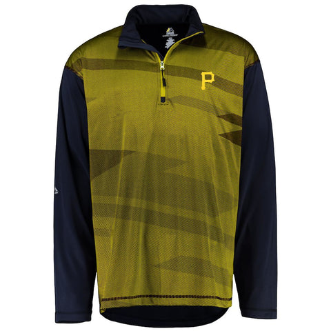 Pittsburgh Pirates Majestic Big & Tall Cool Base Quarter-Zip Sweatshirt - Black/Gold