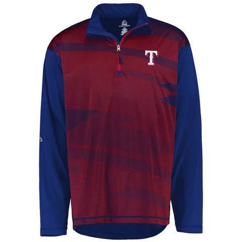 Texas Rangers Majestic Big & Tall Cool Base Quarter-Zip Sweatshirt - Royal/Red