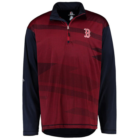 Boston Red Sox Majestic Big & Tall Cool Base Quarter-Zip Sweatshirt - Navy/Red