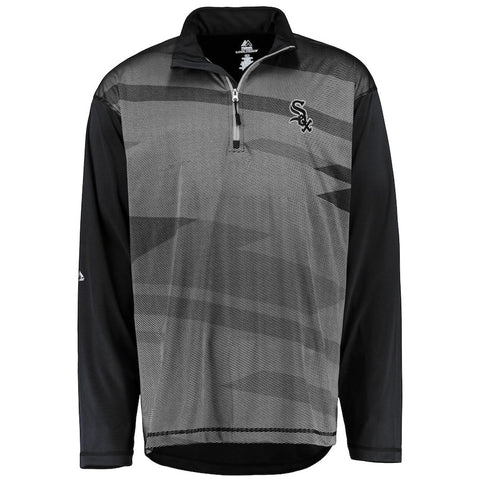 Chicago White Sox Majestic Big & Tall Cool Base Quarter-Zip Sweatshirt - Black/Gray