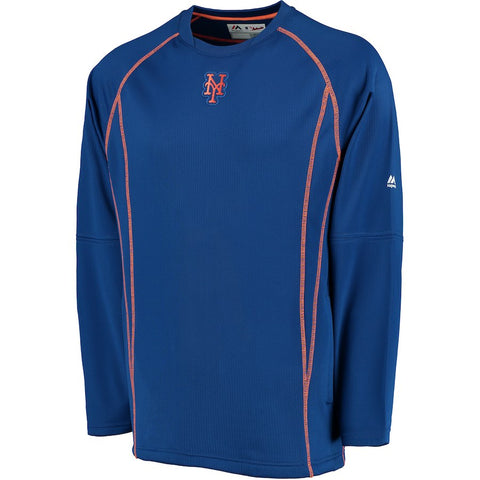 New York Mets Majestic Big & Tall On Field Practice Pullover Fleece Sweatshirt - Royal