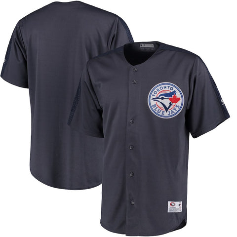 Toronto Blue Jays Stitches Hot Corner Button Down Polyester Jersey - Charcoal