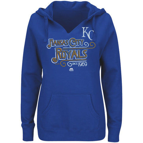 Kansas City Royals Majestic Women's Plus Size Goals Achieve Dreams Pullover Hoodie - Royal