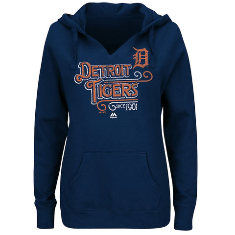 Detroit Tigers Majestic Women's Plus Size Goals Achieve Dreams Pullover Hoodie - Navy
