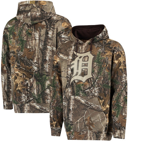 Detroit Tigers Stitches Fleece Pullover Hoodie - Realtree Camo