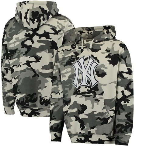 New York Yankees Stitches Pullover Hoodie - Black/Camo