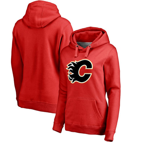 Calgary Flames Women's Primary Logo Fleece Pullover Hoodie - Red