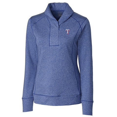 Texas Rangers Cutter & Buck Female Women's Shoreline Half-Zip Sweatshirt - Heathered Royal