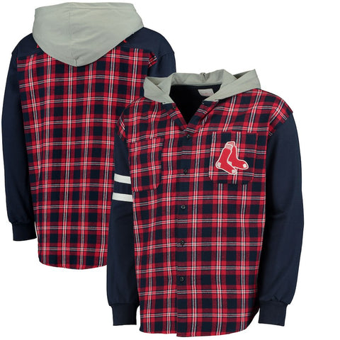 Boston Red Sox Flannel Hooded Jacket - Navy