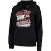 Miami Marlins 5th & Ocean by New Era Women's Raw Edges & Pouch Raglan Pullover Hoodie - Black