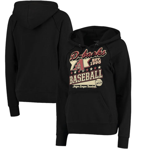 Arizona Diamondbacks 5th & Ocean by New Era Women's Raw Edges & Pouch Raglan Pullover Hoodie - Black