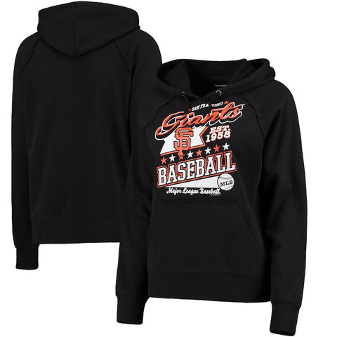 San Francisco Giants 5th & Ocean by New Era Women's Raw Edges & Pouch Raglan Pullover Hoodie - Black