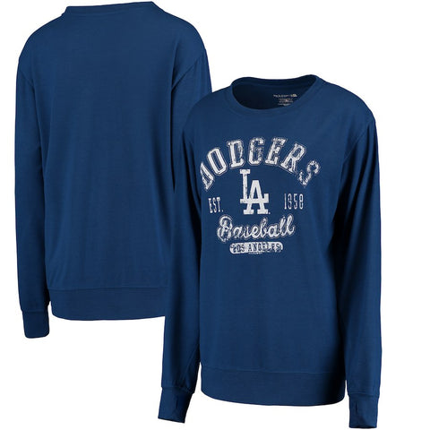 Los Angeles Dodgers 5th & Ocean by New Era Women's MLB Knit Pullover With Thumbholes Sweatshirt - Royal