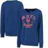 New York Mets 5th & Ocean by New Era Women's Knit Pullover Tri-Blend Sweatshirt - Royal