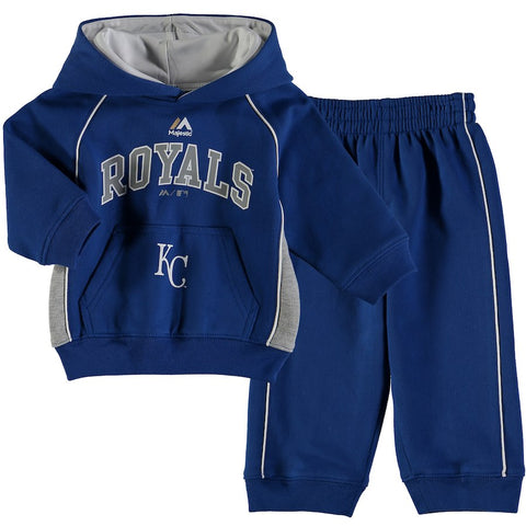 Kansas City Royals Infant Majestic Lil Fan Fleece Set - Royal