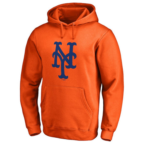 New York Mets Secondary Color Primary Logo 2 Pullover Hoodie - Orange