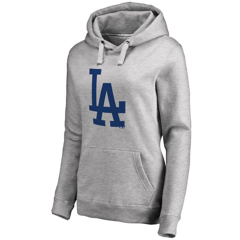 Los Angeles Dodgers Women's Secondary Color Primary Logo Pullover Hoodie - Ash