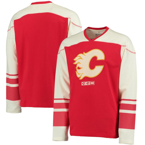 Calgary Flames CCM Applique Long Sleeve T-Shirt - Red